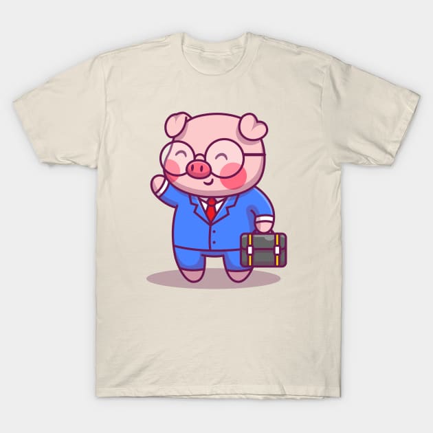 Cute Pig Businessman T-Shirt by Catalyst Labs